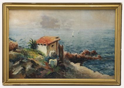 Framed 20th Century Oil - The Fishing Hut
