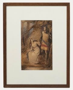 19th Century Watercolour - Knight and Maiden