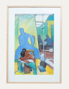 Mullen - Framed 20th Century Pastel, Studio Interior with Life Model