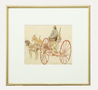 Achille Vianelli (1803-1894) - Watercolour, Study of a Horse Drawn Carriage