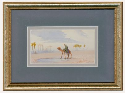 Douglas Houzen Pinder (1886-1949)- Framed Watercolour, Camel near Egyptian Ruins