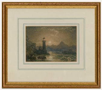 Late 19th Century Watercolour - Lighthouse on the Cliffs