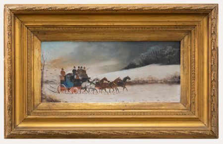 Attrib. Philip H. Rideout (1850-1920) - 1909 Gouache, Winter Coach Ride