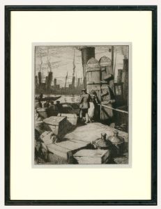 Leslie Moffat Ward (1888-1978) - Early 20th Century Etching, Among the Tugs