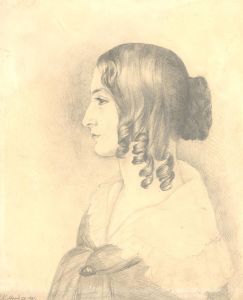 S.L.H - 1841 Graphite Drawing, Portrait of Eliza