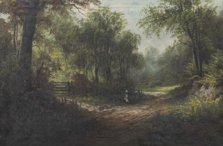 Early 20th Century Oil - Milkmaid Walking in the Woods