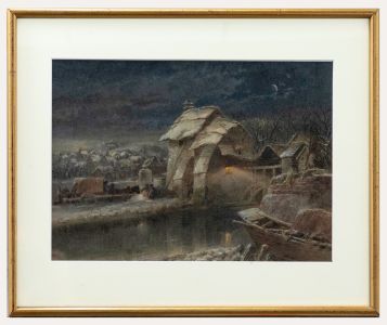 Joseph John Jenkins (1811-1885) - 1881 Watercolour, A Winter's Eve