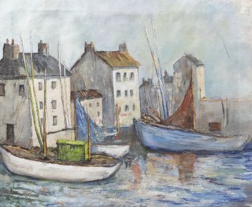 20th Century Oil - Harbour Scene