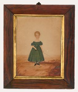 English School 19th Century Folk Art Watercolour - Child with Whip