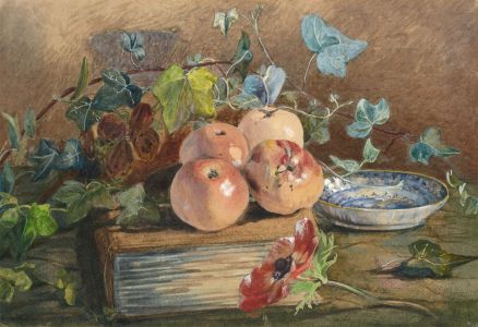 Early 20th Century Watercolour - Still Life of Apples & Ivy
