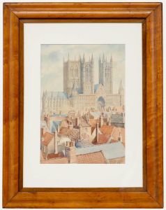 S. Stone - 1939 Watercolour, View of Lincoln Cathedral