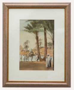 Frederick Hancock - 19th Century Watercolour, Pyramids by The Nile
