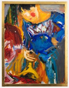 Framed 20th Century Oil - The Circus Acrobat