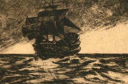 Herbert Cutner (1881-1969) - Early 20th Century Etching, Man-O-War