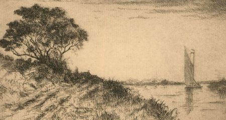 Herbert Cutner (1881-1969) - Mid 20th Century Etching, Sailing on the River