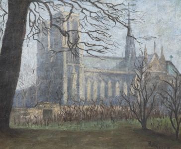 R. A. Serre - French School Early 20th Century Oil, Cathedral Grounds