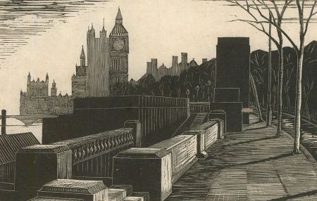 Rev Maurice Frederic Foxell (1888-1981) - Linoprint, The City of London
