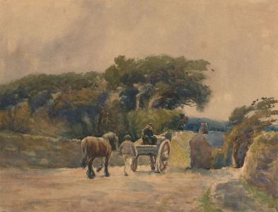 Claude Hayes RI ROI (1852-1922) - Watercolour, After a Day on the Fields