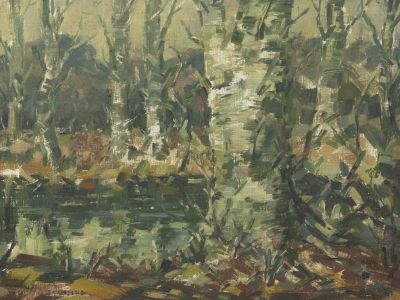 20th Century Oil - Birch Trees by the River