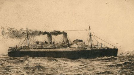 Herbert Cutner (1881-1969) - Mid 20th Century Etching, Passenger Liner