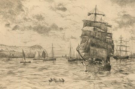 Herbert Cutner (1881-1969) - Mid 20th Century Etching, Fleet of Ships