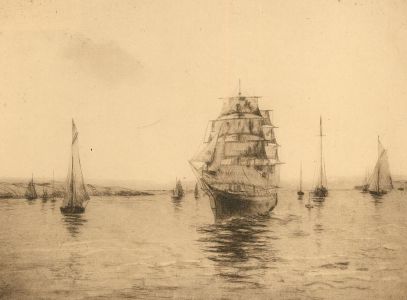 Herbert Cutner (1881-1969) - Mid 20th Century Etching, Boats in the Bay