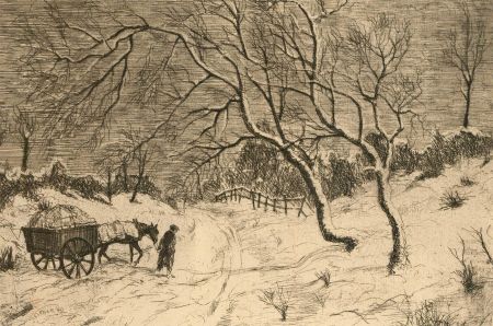 Herbert Cutner (1881-1969) - Mid 20th Century Etching, Cart Horse in Snow
