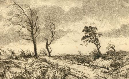 Herbert Cutner (1881-1969) - Mid 20th Century Etching, The Wind On The Heath