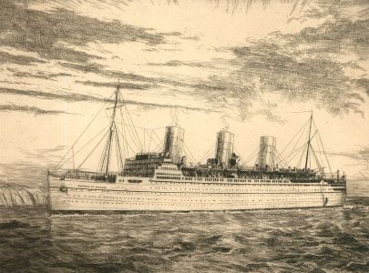 Herbert Cutner (1881-1969) - Mid 20th Century Etching, RMS Empress of Britain