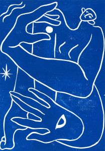 Isabelle Mulvany - 2022 Linoprint, Hold the Moon (Blue)