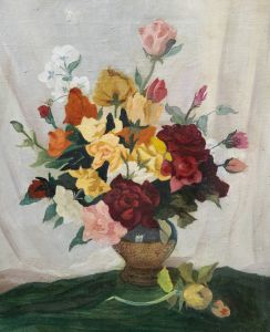 20th Century Oil - Still Life of Roses