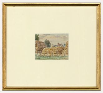 Hervey Cadwallader Adams RBA (1903-1996) - Watercolour, Stacking Hay