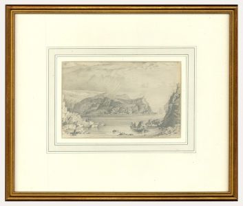Framed 19th Century Graphite Drawing - Leaving the Bay