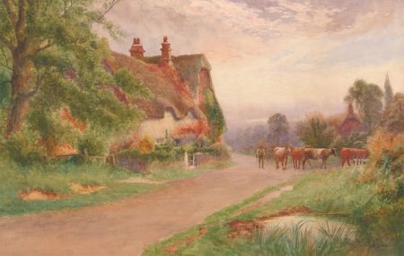 Arthur Stanley Wilkinson (1860-1930) - Watercolour, Driving Cattle