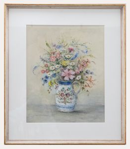 Ethel Sophia Cheeswright (1874-1977) - Pastel, Wildflowers in a Pottery Jug