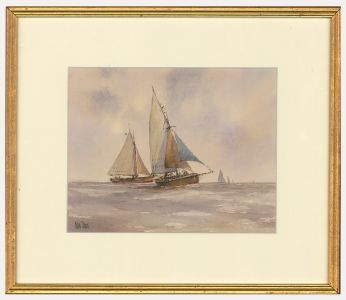 Peter Toms (b.1940) - 20th Century Watercolour, Two Cutters in the Bay