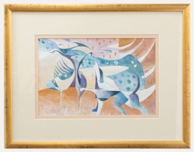 George Cannon (b.1930) - 20th Century Watercolour, Hound Dog and Frightened Bird