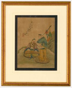Chinese School Late 19th Century Watercolour - The Music Lesson