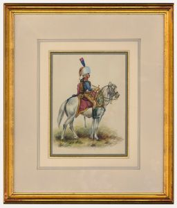 Framed 20th Century Watercolour - Hunter of the Imperial Guard (1805)