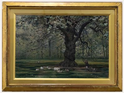 Conway Lloyd Jones (1846-1897) - 1881 Watercolour, Shepherd & Flock