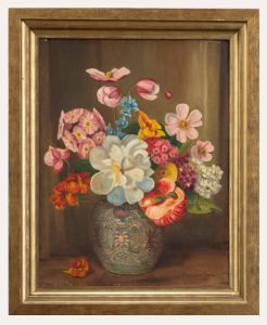 Pritchard Davis - Framed 1951 Oil, The Chinese Vase