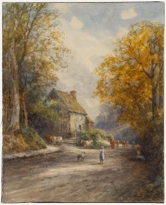 English School Late 19th Century Watercolour - Cattle on a Country Lane