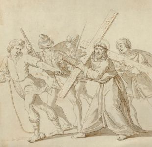 18th Century Ink Wash - Christ Carrying the Cross