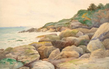 George Oyston (1860-1937) - Early 20th Century Watercolour, Rocky Coastline