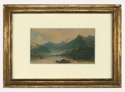 Framed 19th Century Watercolour - Llanberis Lake & Dolbadarn Tower