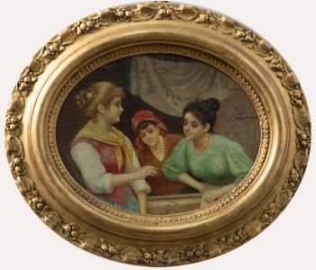 Framed Italian School Late 19th Century Oil - The Engagement