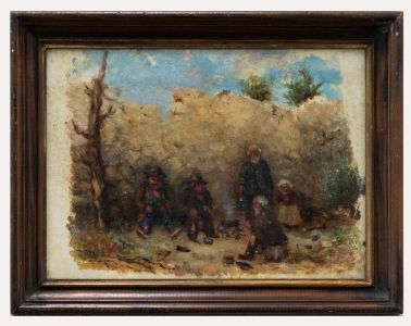 J. Cruzi - Late 19th Century Oil, Street Beggars