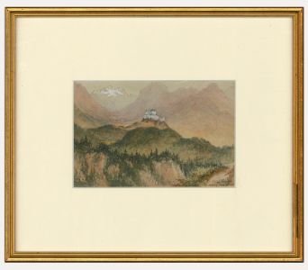 Framed Late 19th Century Watercolour - View of Tarasp Castle