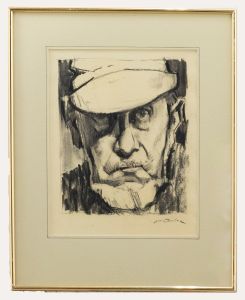 Jean Dulac (1902-1968) - 1965 Charcoal Drawing, Autoportrait