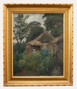 Goodman - Framed Early 20th Century Oil, Foraging